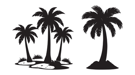 Minimal Flat Palm Tree Vector for Tropical Design on white background.
