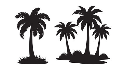 Minimal Flat Palm Tree Vector for Tropical Design on white background.