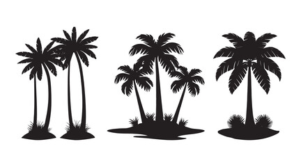 Tropical Palm Tree Silhouette Vector Isolated on White background