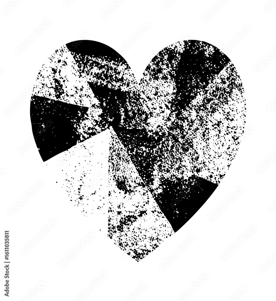 Aufkleber vector fragmented heart with distressed texture.