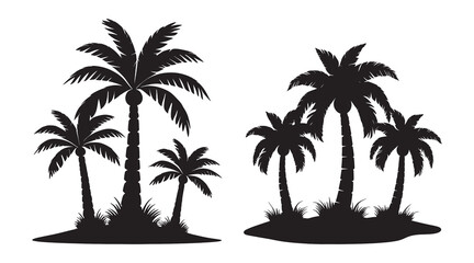Tropical Palm Tree Silhouette Vector Isolated on White background