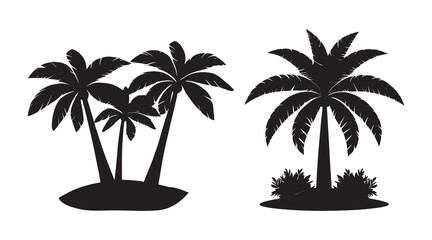 Tropical Palm Tree Silhouette Vector Isolated on White background