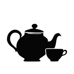 A traditional ceramic teapot with a handle, perfect for a hot breakfast tea ceremony