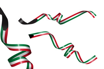 Set of flag ribbon with colors of Kuwait for independence day celebration decoration