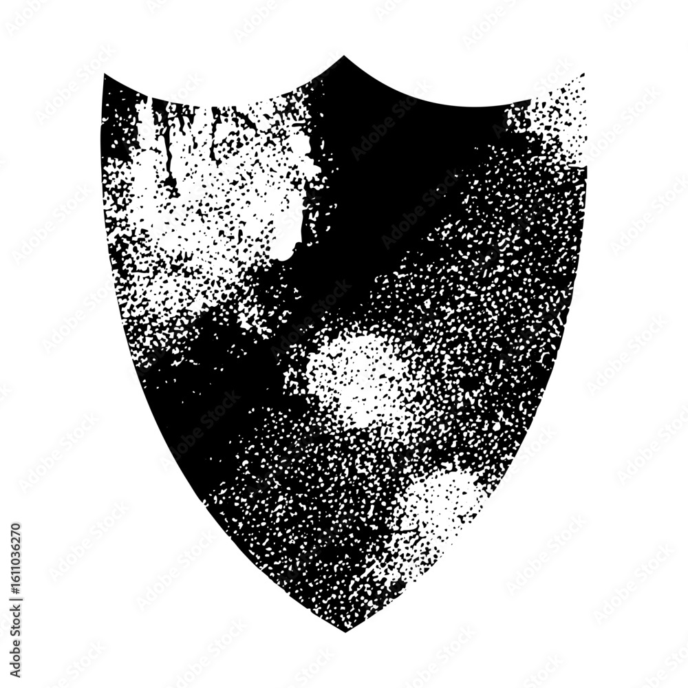 Poster vector distressed shield with textured surface.