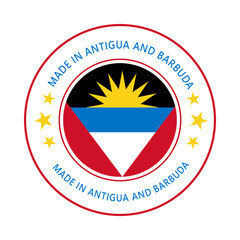 Antigua and Barbuda Made in Stamp in circle with flag Vector template on white background