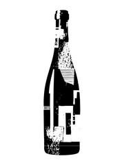 Vector Abstract bottle with fragmented elements.