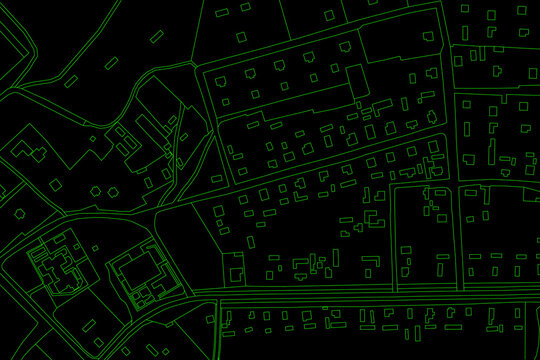 Abstract topographic map on radar screen. Vector retro green black background.