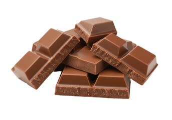 Assorted chocolate bars stacked on a white background, showcasing rich textures and colors