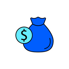 Icon a money bag, isolated against a clean background.
