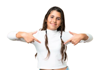 Fotobehang Young girl over isolated chroma key background proud and self-satisfied © luismolinero