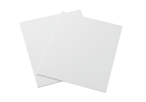 Two blank sheets of paper stacked on a clean surface, ideal for note-taking or printing