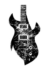 Vector Distressed electric guitar with textured details.
