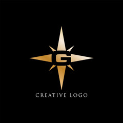 Golden Star Compass Logo with Letter G