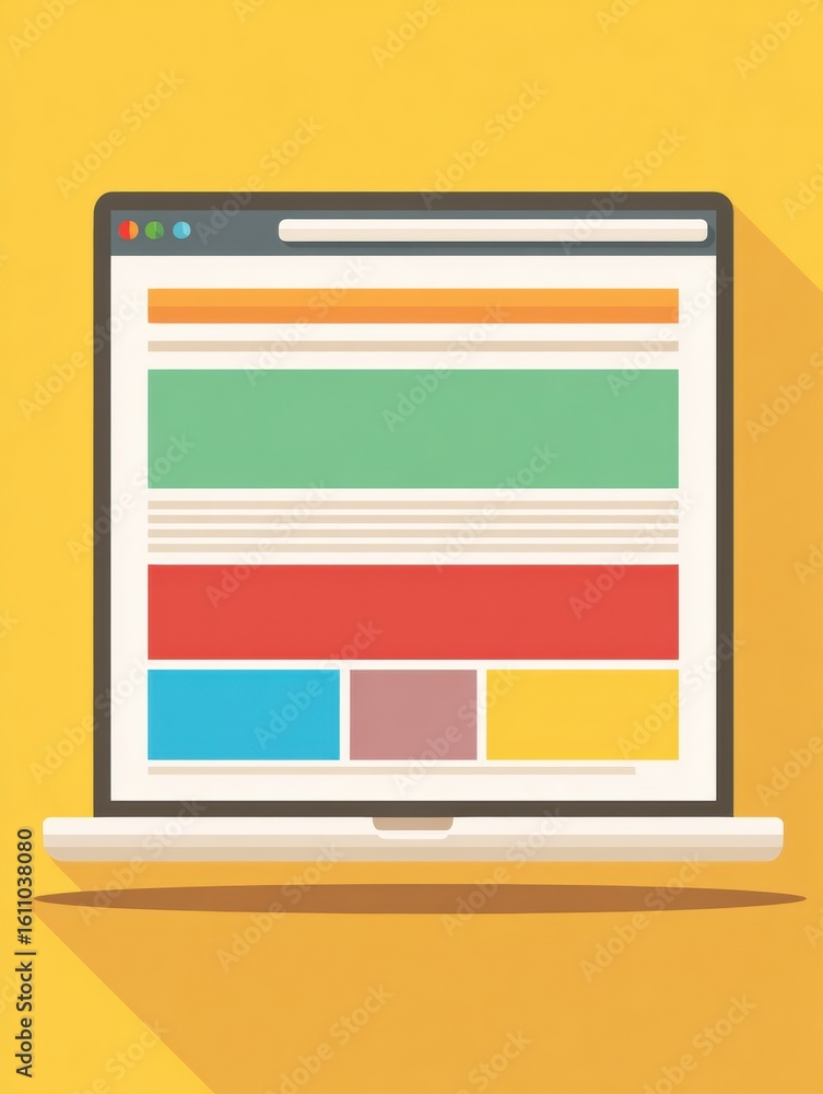 Poster digital pop-up ad displayed in a stylized web browser window on a vibrant background, showcasing col
