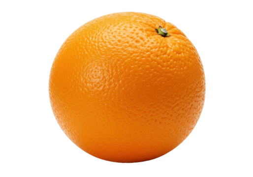 Fresh, ripe orange fruit isolated on a white background, showcasing its texture and color