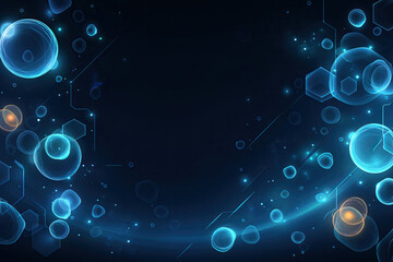 Ultra-Realistic Floating Molecular Forms with Neon Blue Highlights & Mist