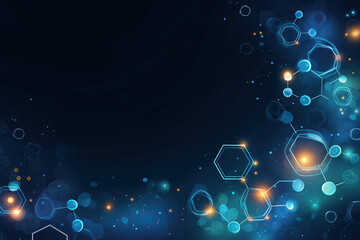 Ultra-Realistic Floating Molecular Forms with Neon Blue Highlights & Mist