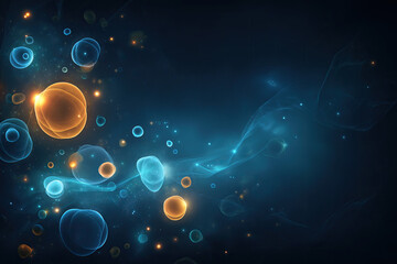 Ultra-Realistic Floating Molecular Forms with Neon Blue Highlights & Mist