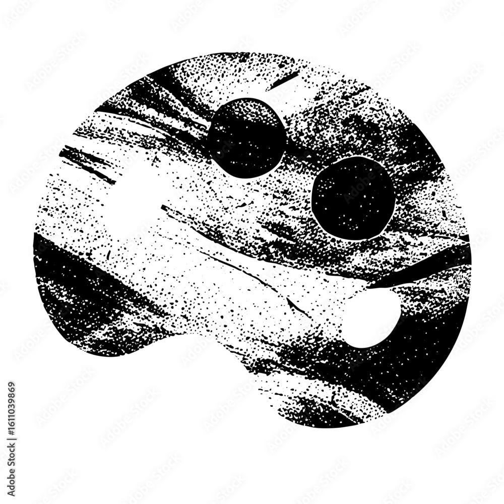 Poster vector abstract organic shape with circular cutouts a distressed texture.