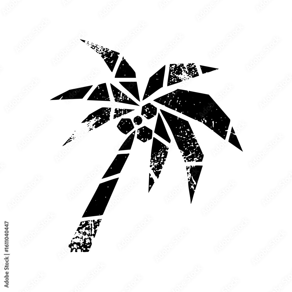 Poster vector geometric palm tree with a distressed texture.