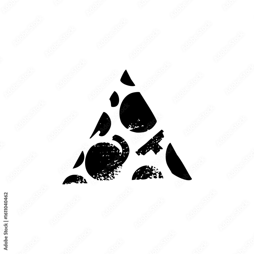 Poster vector abstract of a playful canine figure constructed from geometric shapes.