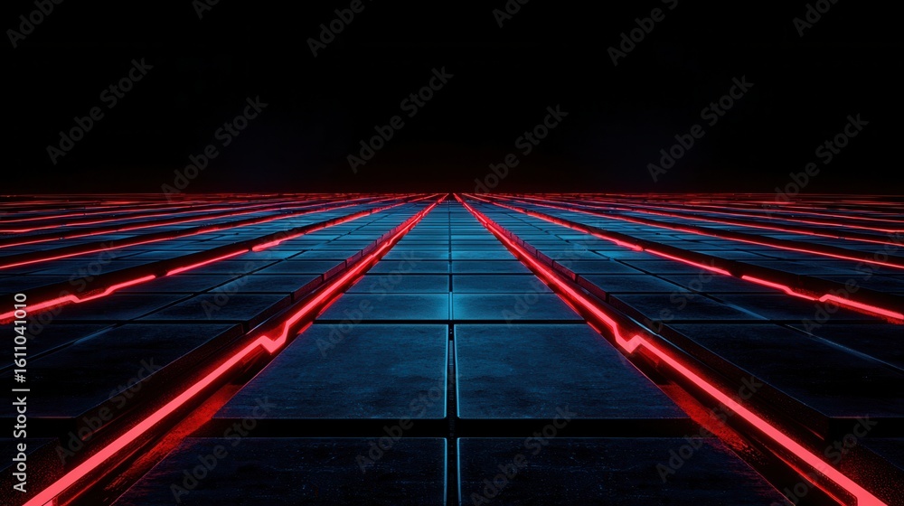 Poster nature conservation concept. futuristic grid with glowing lines extending into darkness.