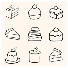 Delightful Outline Cake and Dessert Slices Collection