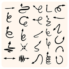 Dynamic Hand-drawn Directional Arrow Doodles Set
