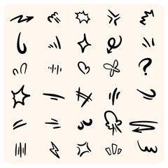 Dynamic Hand-Drawn Doodle Elements Arrows, Bursts & Abstract Shapes