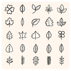 Diverse Outline Botanical Leaves Collection