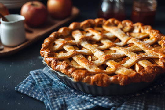 home made lattice apple pie, a comforting treat for any occasion.