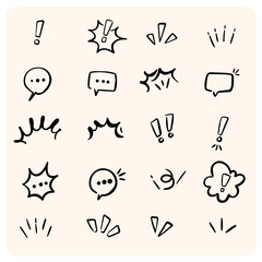 Expressive Hand-Drawn Doodle Set Speech Bubbles, Exclamations & Emphasis