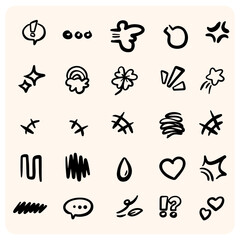 Expressive Hand-drawn Doodle Elements and Emotion Symbols