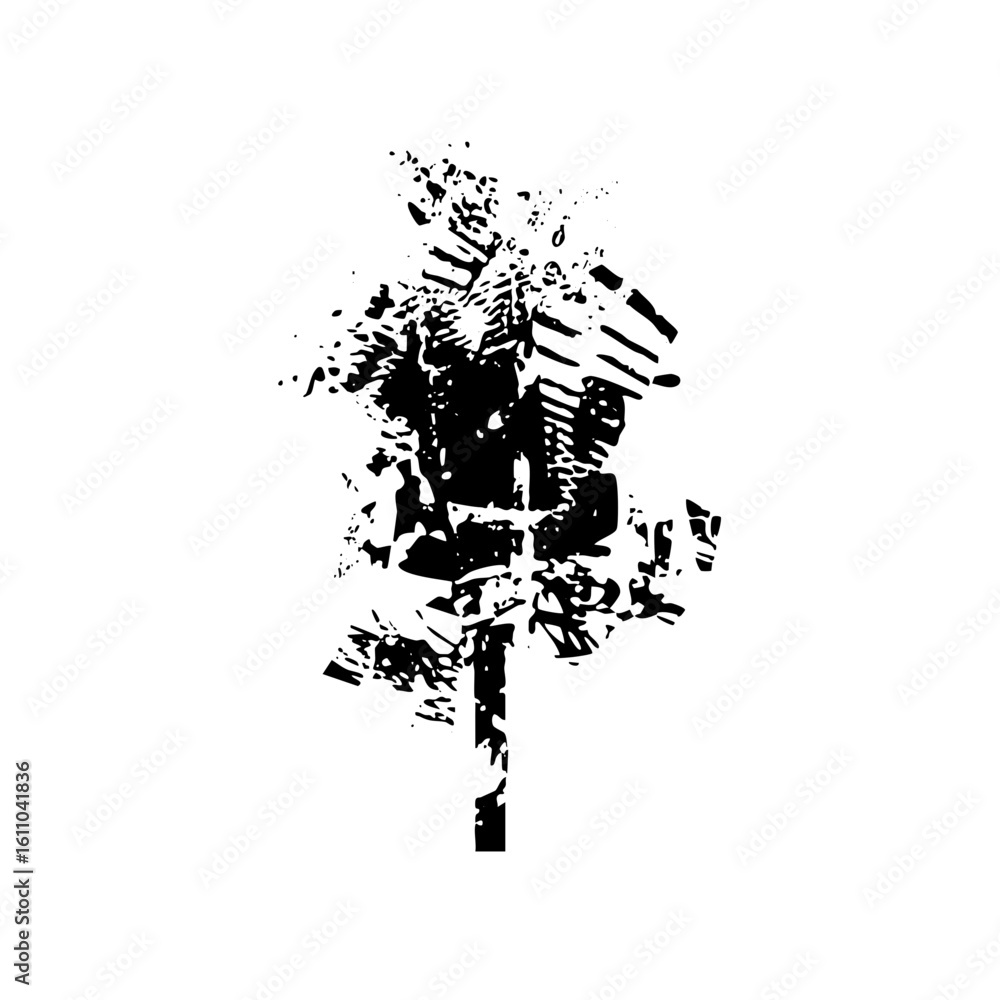 Poster vector abstract palm tree with textured brushstrokes.