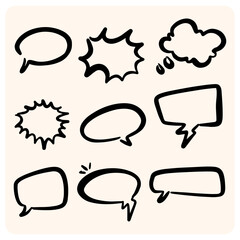 Hand-Drawn Doodle Speech Bubbles and Thought Clouds Vector Set