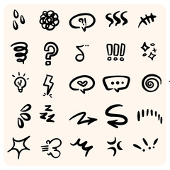 Hand-drawn Emotion and Communication Doodles Vector Set