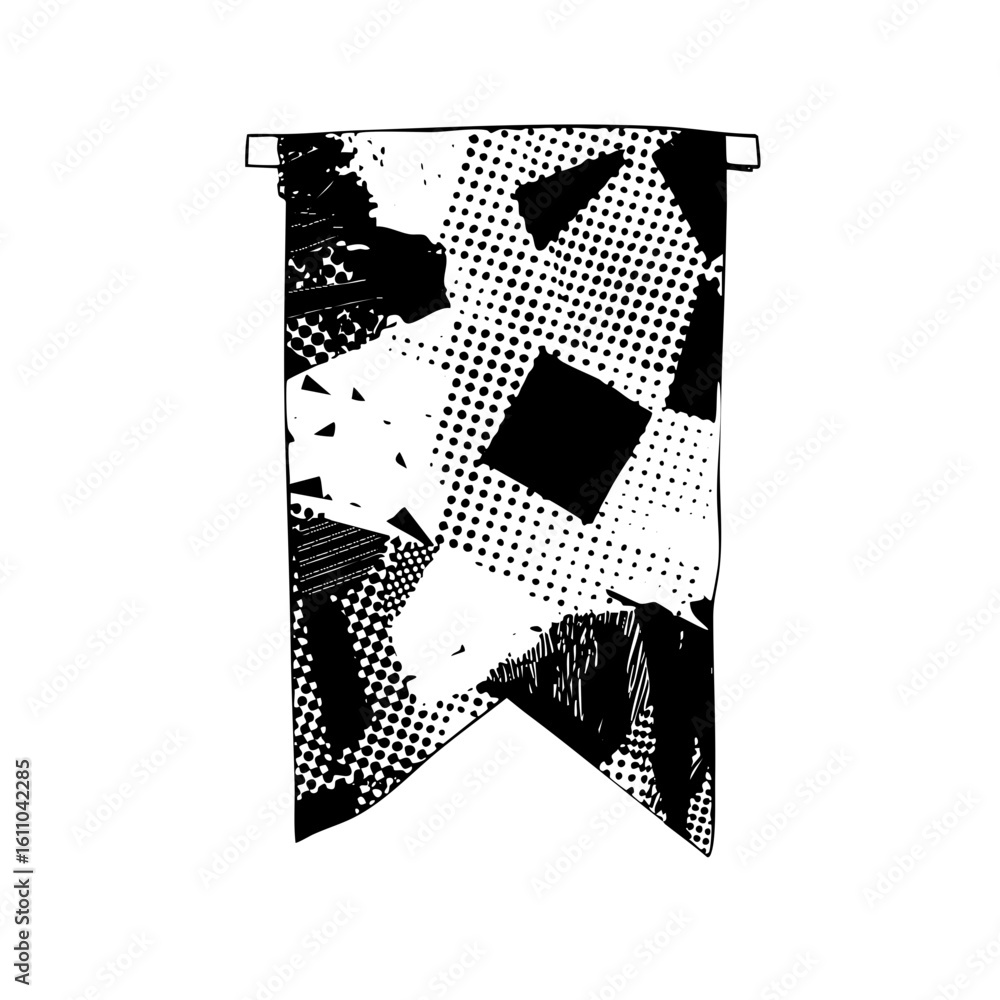 Poster vector abstract flag with geometric shapes and halftone .