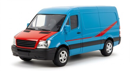 青色バン 鮮やか赤ライン 軽快走る スタジオ撮影 (Aoi-iro van azayaka aka rain keikai hashiru sutajio satsuei) Translation: Blue van vivid red stripe light runs studio shot. AI Generated