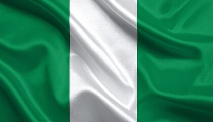 Obraz premium Nigerian flag—three vertical stripes in green, white, and green, symbolizing agriculture, peace, and national dignity.
