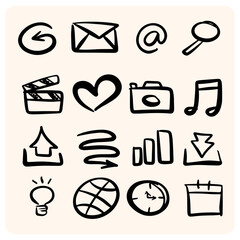 Hand-Drawn Web & UI Doodle Icons Communication & Technology