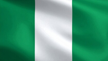 Nigerian flag—three vertical stripes in green, white, and green, symbolizing agriculture, peace, and national dignity.