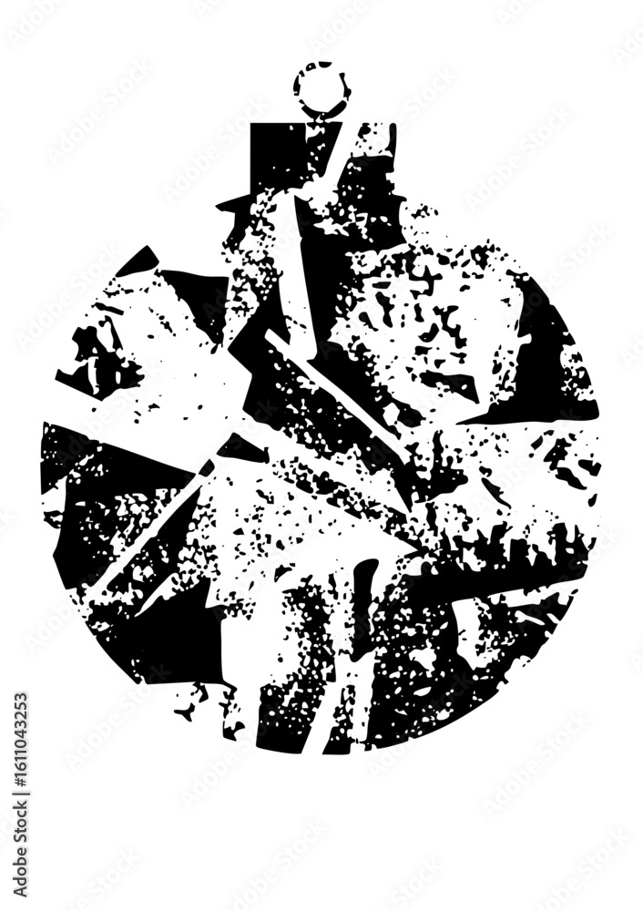 Poster vector abstract circular features a stylized sunburst with a moon.