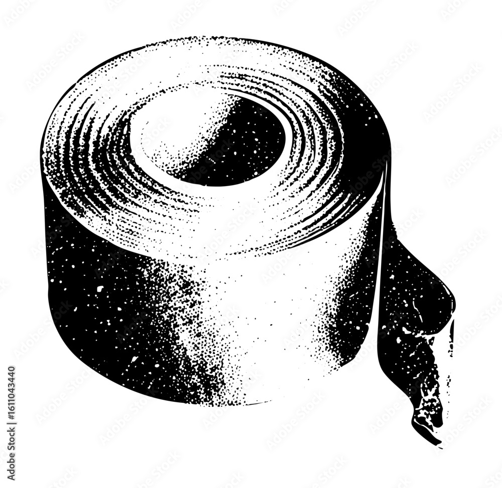 Poster vector detailed of a rolled paper product with a trailing end.