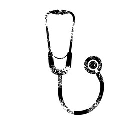 Vector Black stethoscope with circular diaphragm.