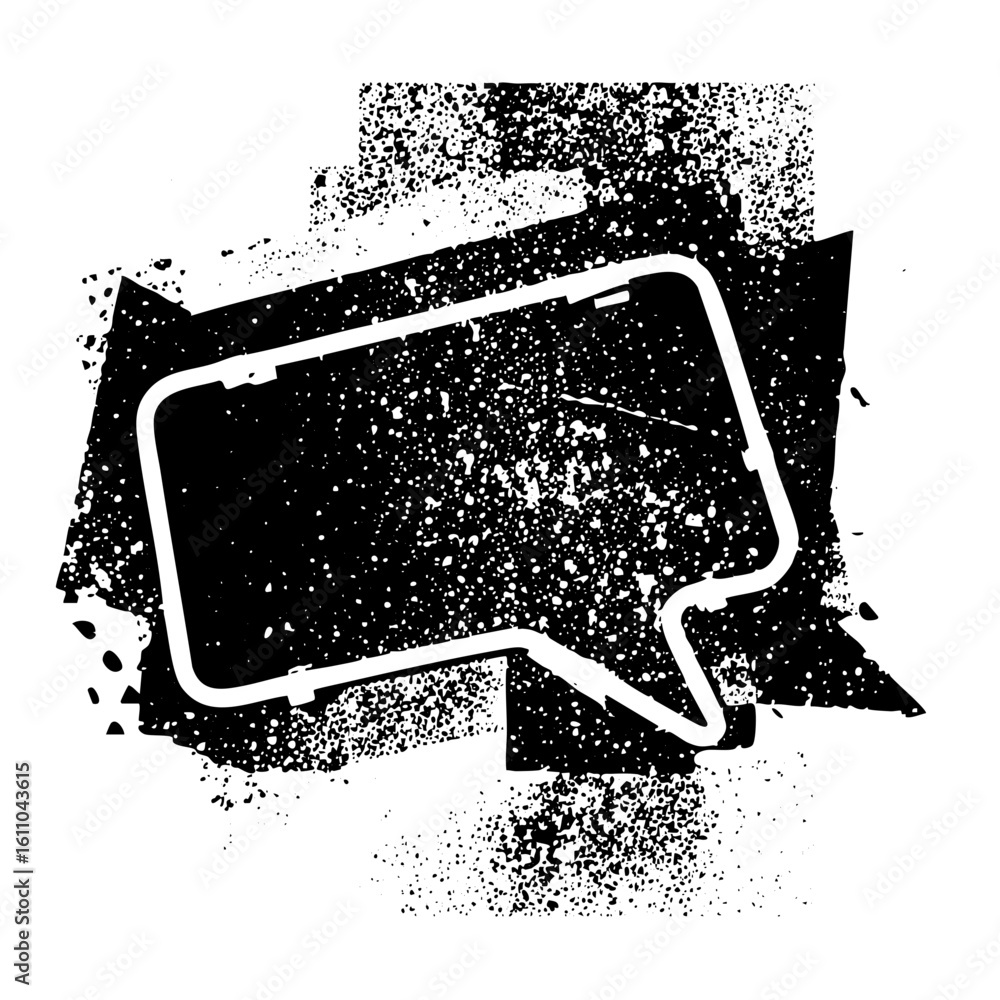 Poster vector distressed speech bubble with textured edges.
