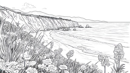 Coastal landscape sketch, California