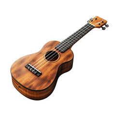 Fototapeta premium Acoustic ukulele with a warm wooden finish and four strings isolated on transparent background