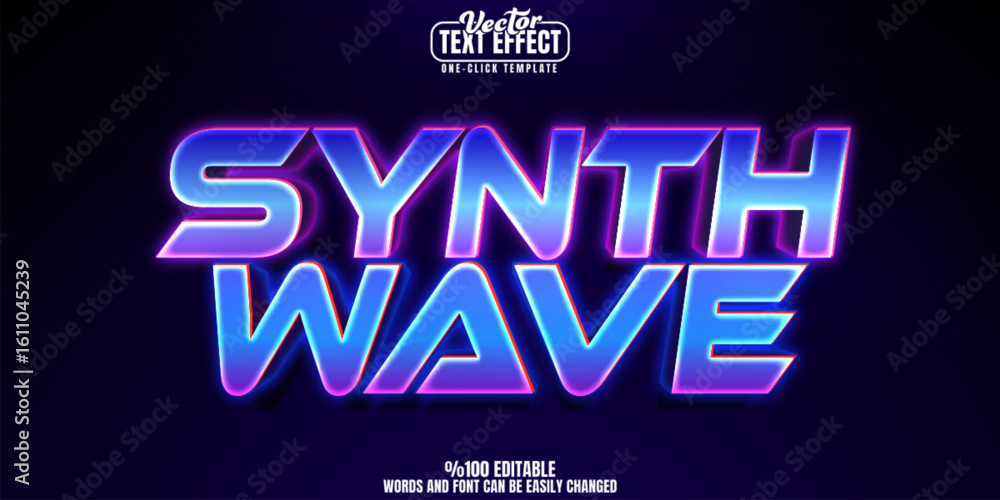 Poster synth editable text effect, customizable wave and party 3d font style