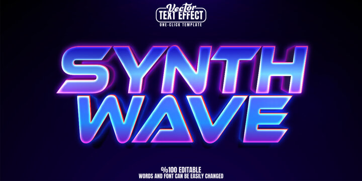Synth editable text effect, customizable wave and party 3d font style
